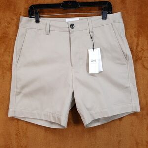 AMI PARIS Shorts Mens Large Beige Chino Cotton Button Fly A-Heart Logo $320